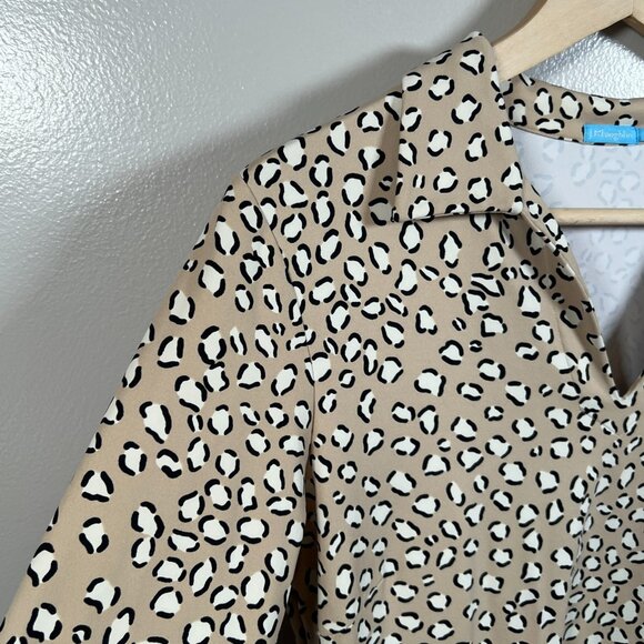 J. Mclaughlin Leopard Shirt Dress Size Medium Animal Print Catalina Cloth Work - Picture 4 of 9